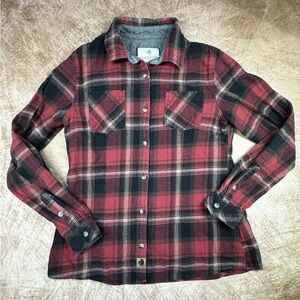 Legendary Whitetails Red Black Grey Women’s Flannel Long Sleeve Shirt medium